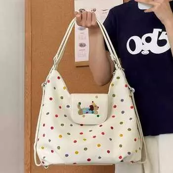 Niche Relaxed Dopamine Dot Crossbody Bag Женская сумка через плечо в цветной горошек Рюкзак для поездок на работу