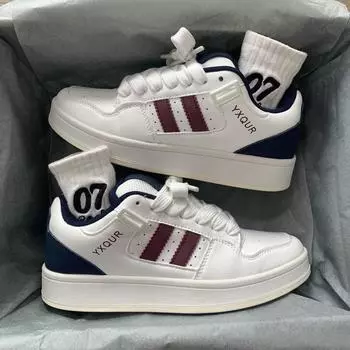 Niche retro autumn and winter little white shoes ins versatile bread shoes 2024 new breathable fashion couple sports shoes women 35 бордовый