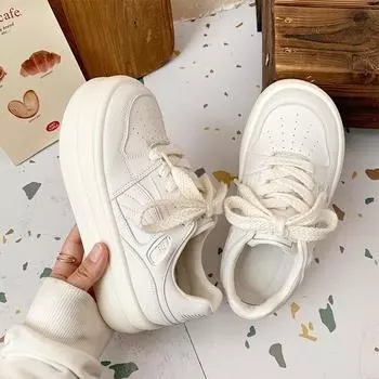 Niche Retro бежевые кроссовки женские в стиле преппи универсальные туфли на платформе повседневные белые туфли 35