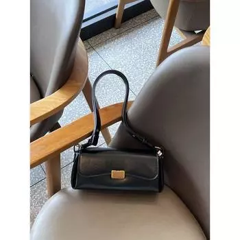 Niche Retro Commuter Underarm Bag Women 2025 New High Sense Solid Shoulder Messenger Bag All-Match Handbag Black
