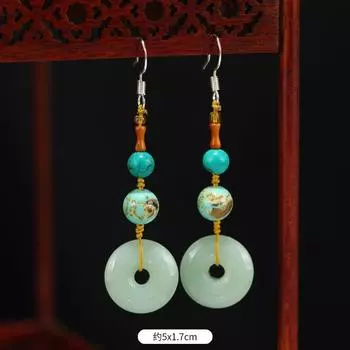 Niche retro earrings medium and long fringed earrings simple temperament cheongsam earrings women