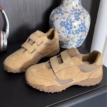 Niche retro German training shoes women s 2024 new fashion versatile Velcro non-slip casual sports Forrest Gump shoes 35 абрикосовый