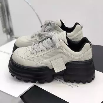 Niche retro muffin dad shoes women s 2025 spring new heightened platform casual white shoes versatile sports shoes 35
