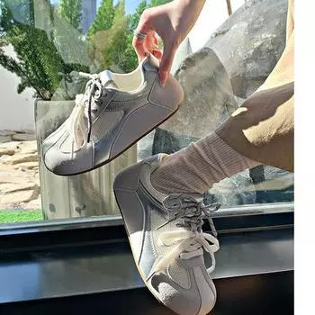 Niche ретро немецкие кроссовки женские весна и осень 2025 новые удобные плоские внутренние кроссовки с завышенной талией повседневные спортивные кроссовки Forrest Gu 35 жёлтый