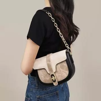 Niche Retro Saddle Bag Женская легкая роскошная сумка на одно плечо подмышечная сумка для пожилых людей, универсальная полукруглая сумка