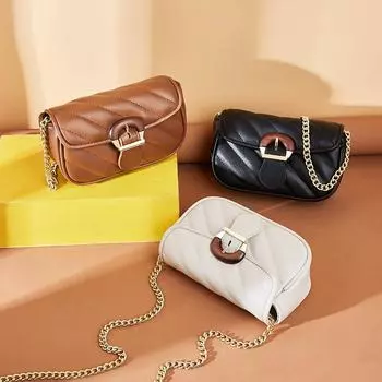 Niche Роскошные женские сумки из спилковой кожи, сумки-мессенджеры, универсальные сумки через плечо с металлической цепочкой и узором из нитей (20cm<Max Length<30cm) коричневый