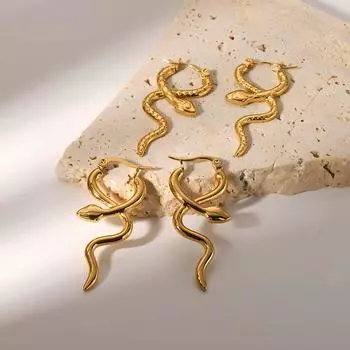 Niche Serpentine титановая стальная пряжка для ушей персонализированная мода 18-каратное золото нержавеющая сталь пряжка для ушей серьги подвеска высокого класса серьги для женщин