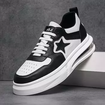 Niche shoes new men s board shoes black and white color matching breathable fashion white shoes soft sole men s clothing with Wenzhou 38 чёрный