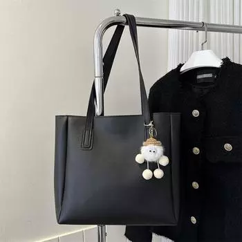 Niche simple commumatic женская большая сумка большой емкости 2024 новый иностранный стиль студенческая сумка через плечо чёрный