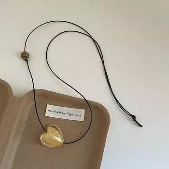 Niche Simple Glazed Love Длинное кожаное ожерелье-веревка Женская индивидуальность Элегантная мода Универсальная цепочка на шею Цепочка для свитера