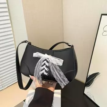 Niche simple underarm bag women s 2024 summer simple casual commuter messenger bag fashionable texture commuter handbag чёрный