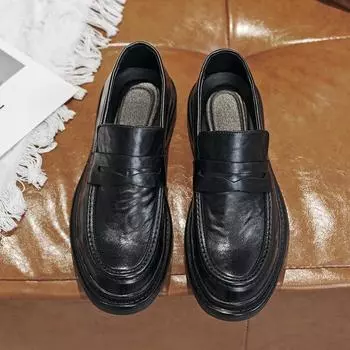 Niche Small Leather Shoes British Style Shoes Men s Large Size Thick Soled One Pedal Loafers 45 Men s Single Shoes 3512-T 38