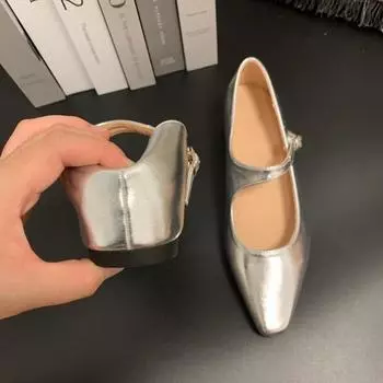 Niche small man increases height 5cm fashionable and versatile word with soft leather Mary Jane shallow mouth single shoes women s spring and summer 34