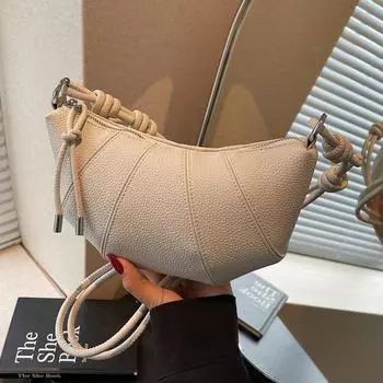 Niche Splicing Dumpling Bag Women S Trend Croissant Bag High-End Sense Versatile Single Shoulder Messenger Bag хаки