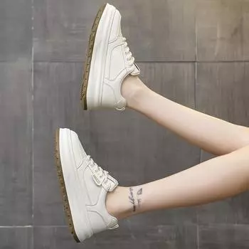 Niche sports shoes 2025 new spring and summer little white shoes versatile thick-soled heightening women s shoes fashion casual board shoes 35 чёрный
