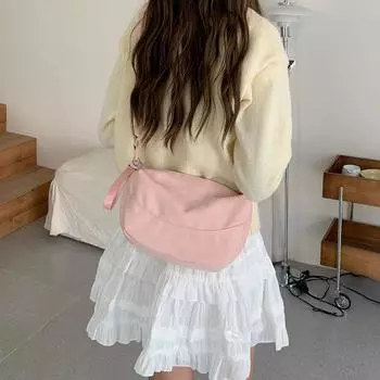 Niche Spring and Summer New Versatile One-shoulder Crossbody Bag Korean Version Pink Dumpling Bag Underarm Bag Women