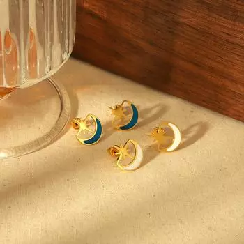 Niche star moon серьги-гвоздики из нержавеющей стали женские ретро-серьги-гвоздики из 18-каратного золота с титановой сталью ювелирные изделия