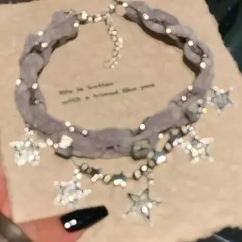 Niche Star Подвеска Серый плюшевый чокер-воротник Женское ожерелье Аксессуары для шеи Ожерелье на ключицу