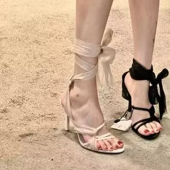 Niche straps красивые открытые носки za высокие каблуки сандалии женские лето 2024 новая юбка французские одинарные туфли 34