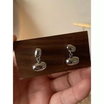 Niche Style 925 Silver Needle Two-Color Stylish Water Drop Ornament Silver Earrings
