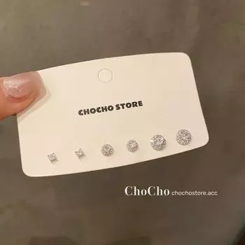 Niche Style Chocho Exquisite Design Sense Earrings Silver three pairs of Suit 925 silver needle