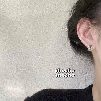Niche Style Chocho South Korea Stylish Retro Female Stud Earrings Night Berlin Grey 925 Silver Needle