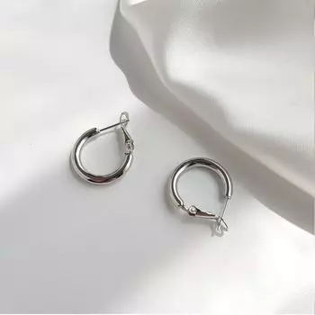 Niche Style Classy Sterling Silver Anti-Allergy Simple Bracelet Autumn and Winter Earrings Silver small size