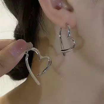 Niche Style Cross Metal Heart Women s Sterling Silver Trendy Earrings Z168 Silver Cross Heart earrings