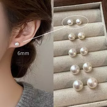 Niche Style Fancy Steamed Bread Women s Best Selling Pearl Stud Earrings 6mm White Pearl [s925 silver needle/pair]]