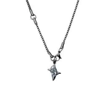Niche Style Gemini Titanium Steel Hip Hop Sweater Chain Zircon White Diamond Gemini 55cm