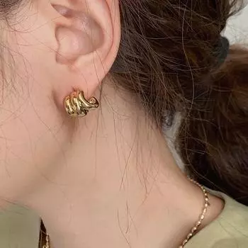 Niche Style Gold Three Rings Best Selling Women s Unique Elegant Earrings Gold-Silver Needle