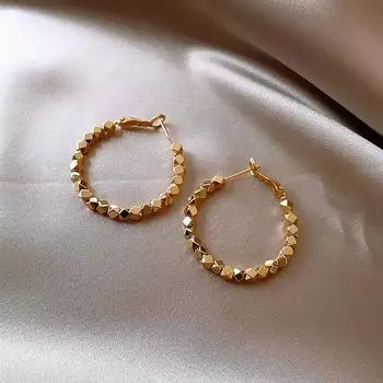 Niche Style Golden Small Pieces of Silver Unique Circle Female Earrings Broken silver Golden Earring [diameter 2.8cm]]