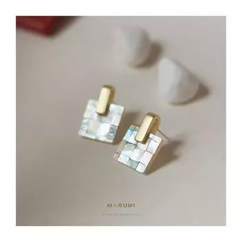 Niche Style Homemade Handmade Fashionable Ear Clip Natural Fritillary Caidiebei [S925 silver needle pair]]