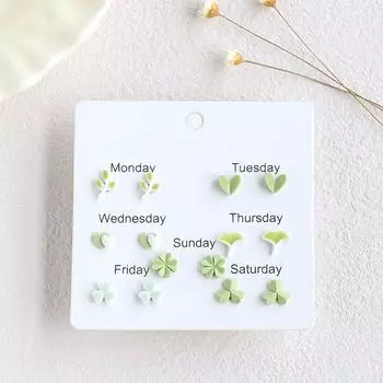 Niche Style Jingdezhen Ceramic Ear Studs Girlfriends Female Cartoon [Seven pairs a week] style 16