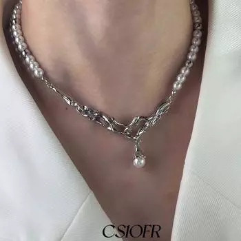 Niche Style Lava Asymmetrical Affordable Luxury Style Pearl Necklace A necklace