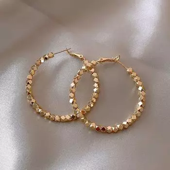 Niche Style Liu Yifei Same Style Elegant Female Stylish Simple Bracelet Broken silver Golden big ear ring diameter 4cm]