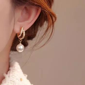 Niche Style Shijia Mosquito Coil New Arrival Accessible Luxury Eardrops Pearl [Ordinary Pearl] ear clip