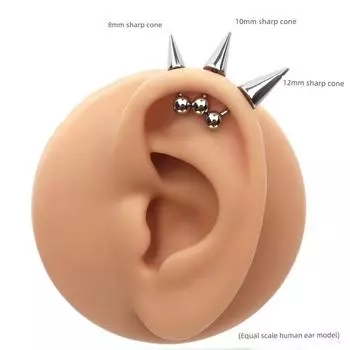 Niche Style Shinma Devil Elf Titanium Steel Piercing Ear Stud Rod thick 1.2 rod length 6mm sharp cone 12mm one