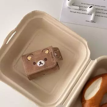 Niche Style Suede Brown Cute Pine Bear for Airpodspro Bluetooth Earbuds Case Airpods2/3 Protective Case Apple Second Generation Flip Earphone Case Airpods pro Lovely easy bear