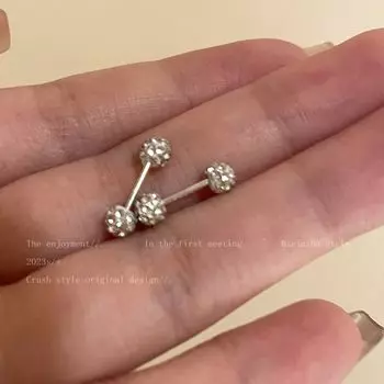 Niche Style Super Flash Ball Female Best Selling Earrings Zircon 4mm pair