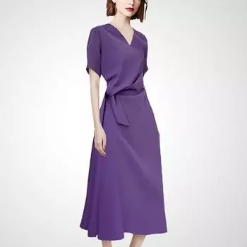 Niche Style Temperament Goddess Style Purple Chic Dress Purple- L