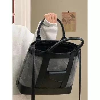 Niche Style Tie-Dyed Tote Bag Autumn and Winter Bags Women 2025 New Arrival Large Capacity Shoulder Handbag Work Clothing Crossbody Bag Pencil Gray