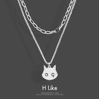 Niche Style Titanium Steel Devil Pendant Couple Cute Cartoon Frame chain 50 carry chain 60+5cm devil Xiao Mao