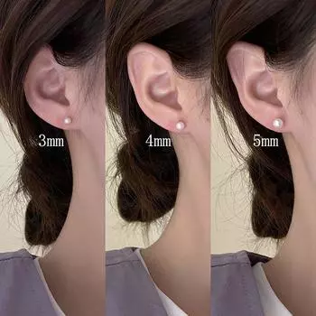 Niche Style Women s Earrings Mini Natural Freshwater Pearl About 4mm pearl earrings (Silver Needle)