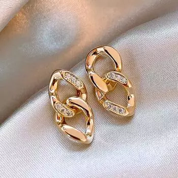 Niche Style Women s Fancy Best Selling Unique Earrings Interlocking gold