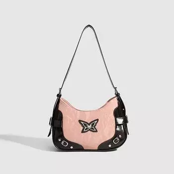 Niche Sweet Cool Fashion Сумка через плечо American Retro Butterfly Сумка двойного назначения через плечо Мотоциклетная сумка Женская