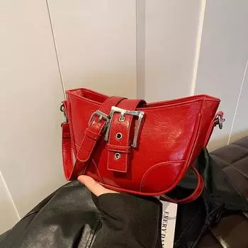 Niche Temperament одно плечо женщины Niche Design мода High-End текстура подмышечная сумка красный