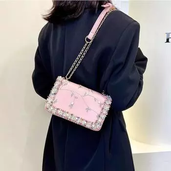 Niche texture chain bag, new spring and summer lace messenger bag, foreign trend shoulder women s bag белый