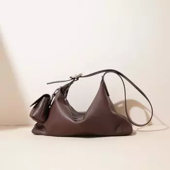 Niche Top Leather Double-ear Bag Lazy Retro One-shoulder Crossbody Large Capacity Commuting Bag for Women