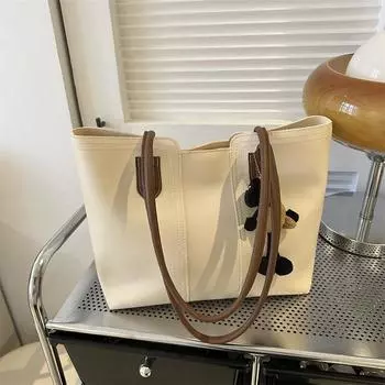 Niche трендовая большая сумка-тоут 2024 года, новая повседневная простая женская сумка через плечо, модная сумка Without pendant чёрный